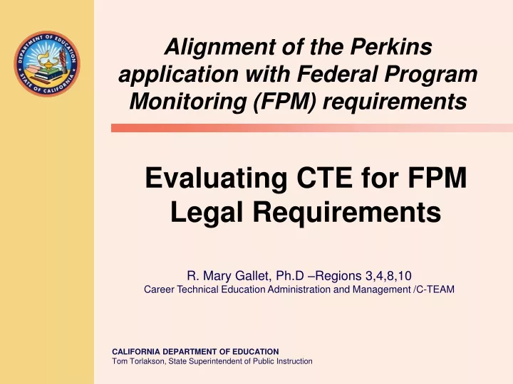 alignment of the perkins application with federal