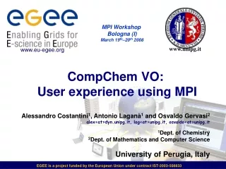 CompChem VO:  User experience using MPI