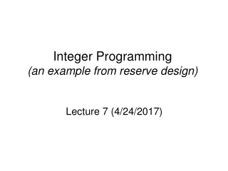 Integer Programming (an example from reserve design)