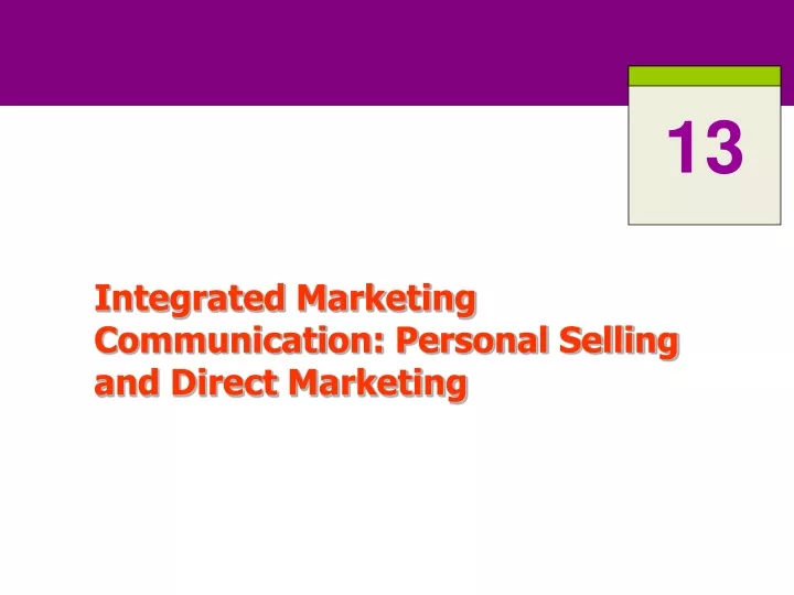 integrated marketing communication personal selling and direct marketing