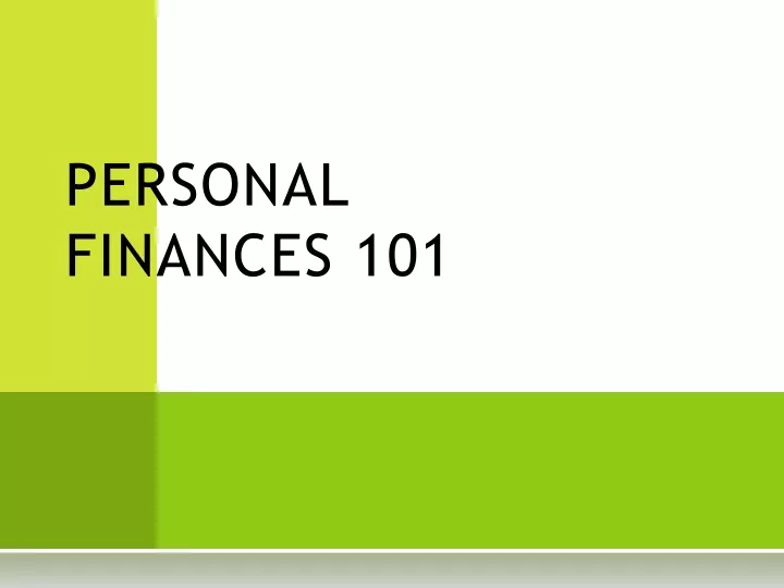personal finances 101