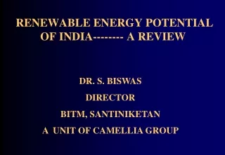 RENEWABLE ENERGY POTENTIAL OF INDIA-------- A REVIEW