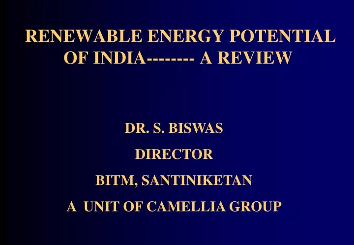 renewable energy potential of india a review