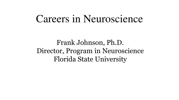 careers in neuroscience