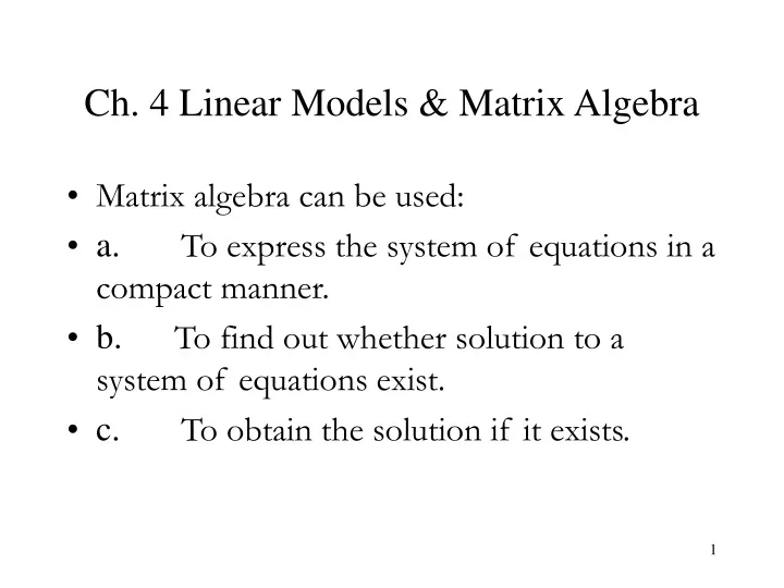 ch 4 linear models matrix algebra