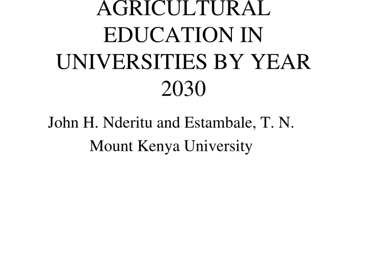 agricultural education in universities by year 2030