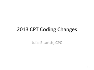 2013 CPT Coding Changes