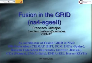 Francisco Castejón franciscostejon@ciemat.es CIEMAT As coordinator of Fusion-GRID in NA4: