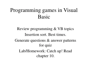 Programming games in Visual Basic