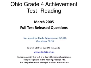Ohio Grade 4 Achievement Test- Reading
