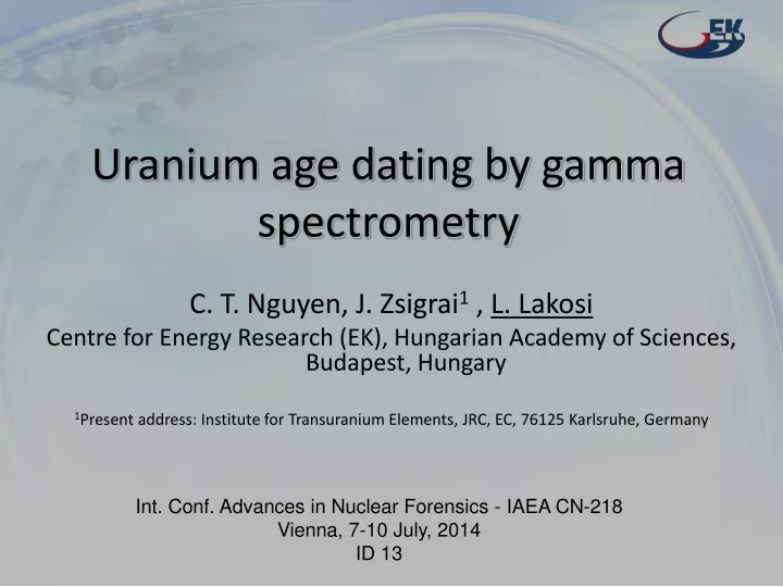 uranium age dating by gamma spectrometry