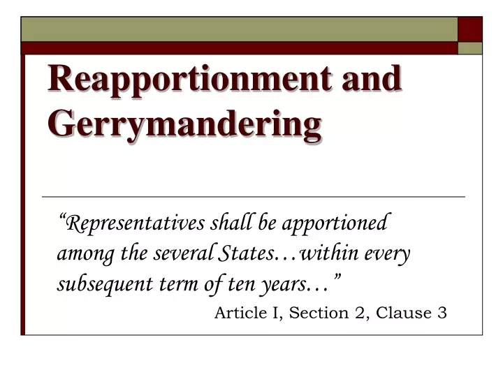 reapportionment and gerrymandering