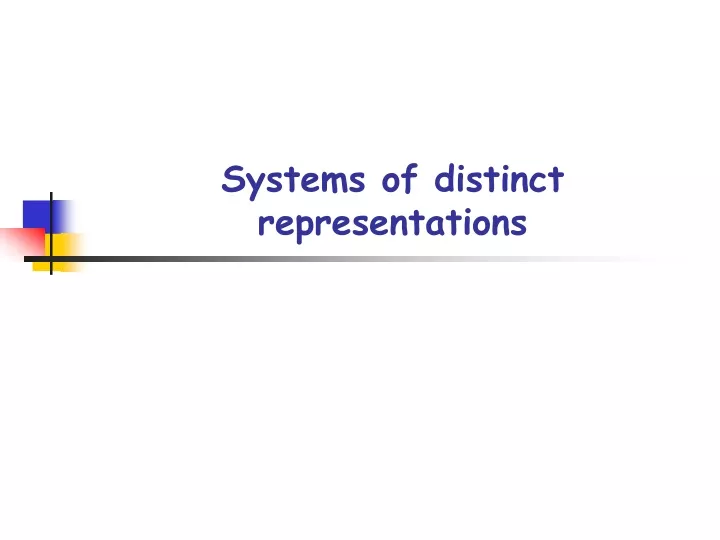 systems of distinct representations
