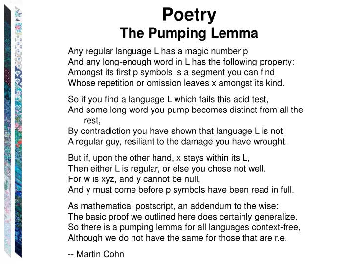 poetry the pumping lemma