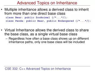 Advanced Topics on Inheritance