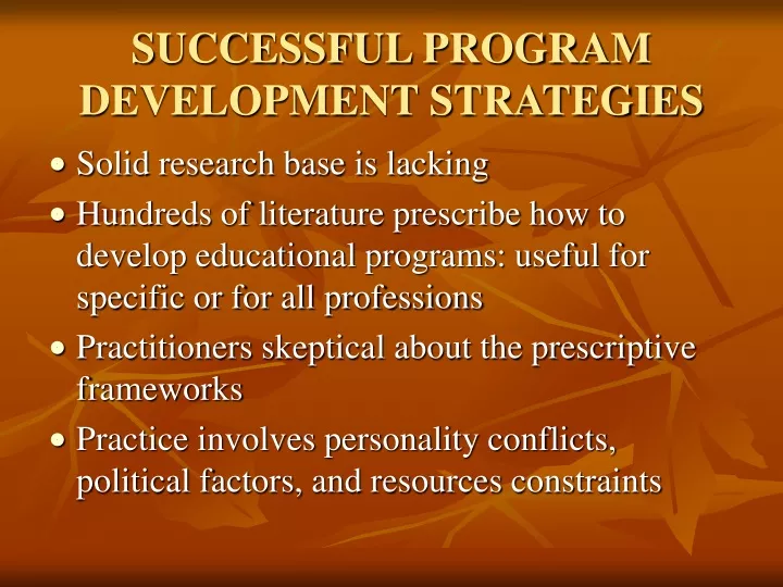 successful program development strategies