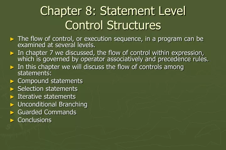 chapter 8 statement level control structures
