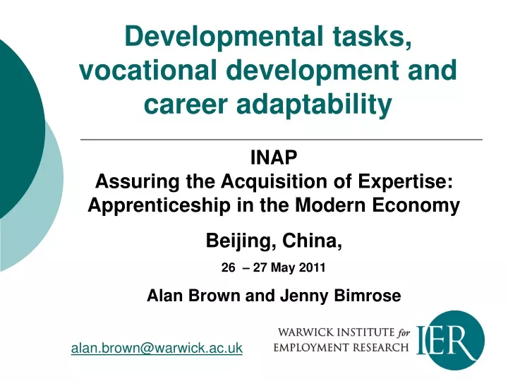 developmental tasks vocational development and career adaptability
