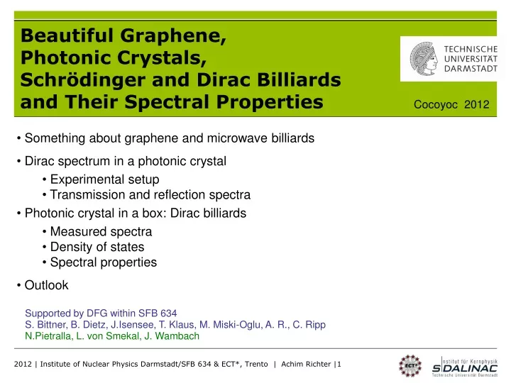 beautiful graphene photonic crystals schr dinger and dirac billiards and their spectral properties