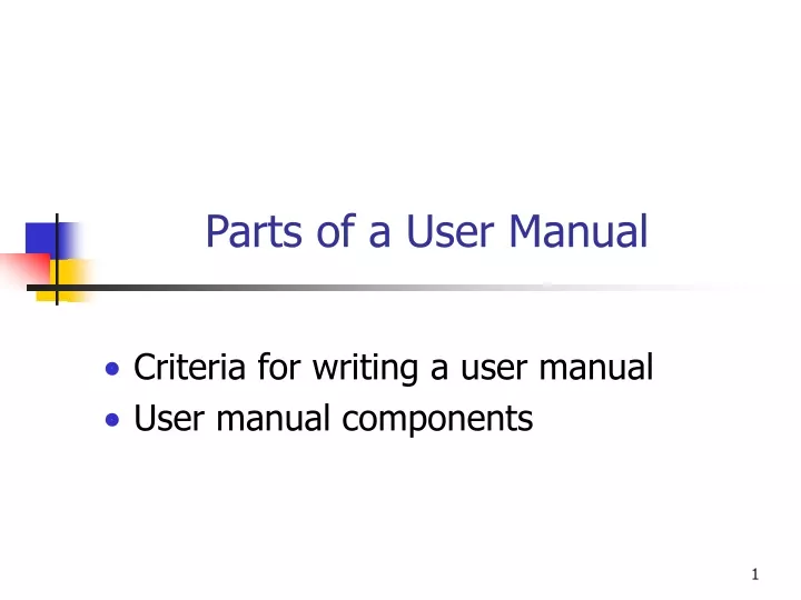 parts of a user manual