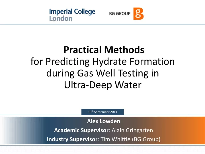 practical methods for predicting hydrate