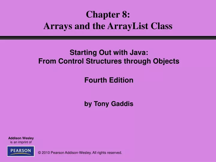 chapter 8 arrays and the arraylist class