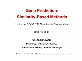 Gene Prediction:  Similarity-Based Methods