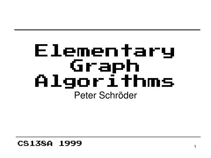 elementary graph algorithms