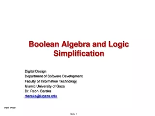 Boolean Algebra and Logic Simplification