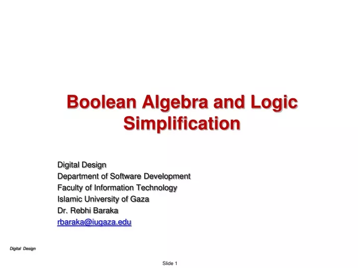 boolean algebra and logic simplification