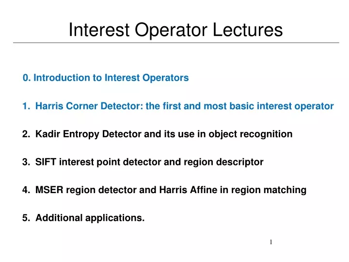 interest operator lectures