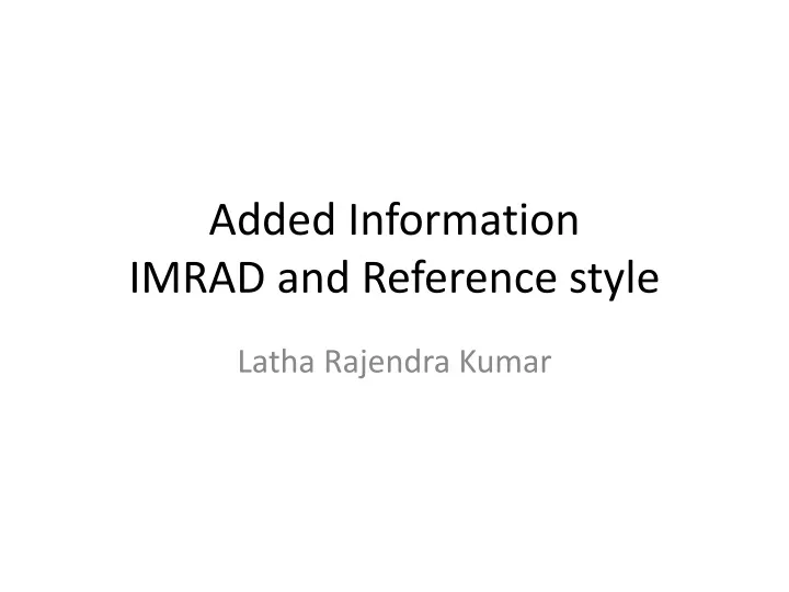 added information imrad and reference style