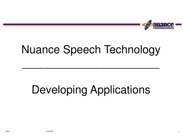 nuance speech technology developing applications