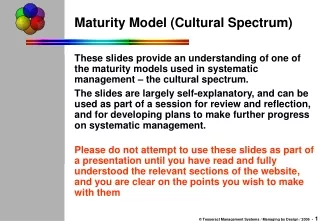Maturity Model (Cultural Spectrum)