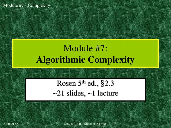 module 7 algorithmic complexity