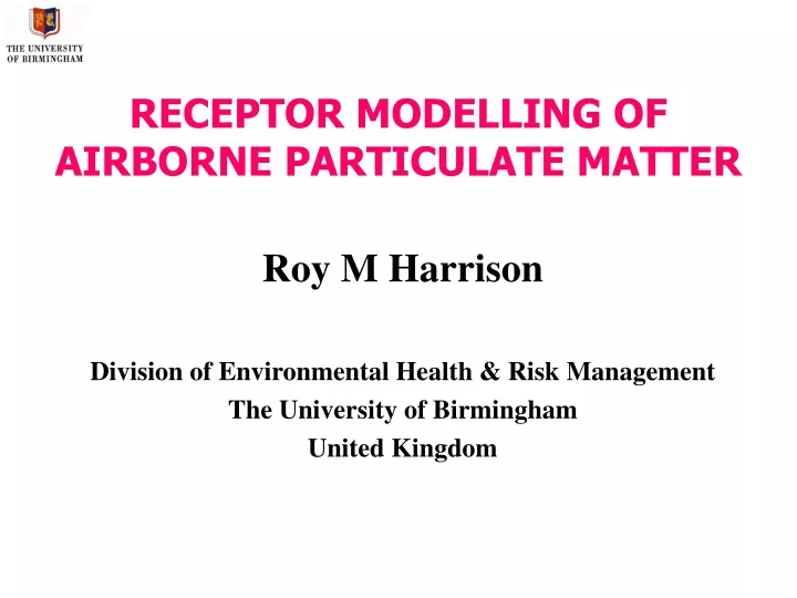 receptor modelling of airborne particulate matter