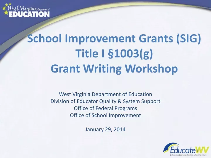 school improvement grants sig title i 1003 g grant writing workshop