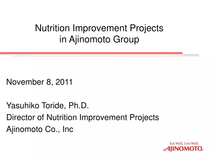 nutrition improvement projects in ajinomoto group