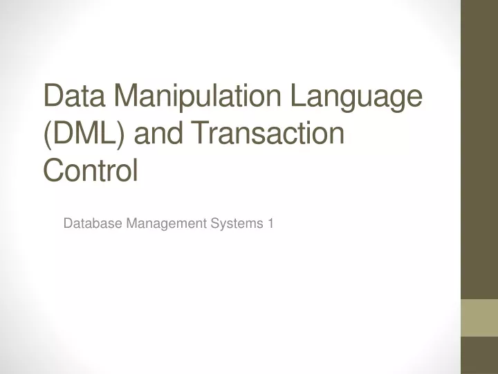 data manipulation language dml and transaction control