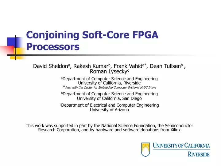 conjoining soft core fpga processors