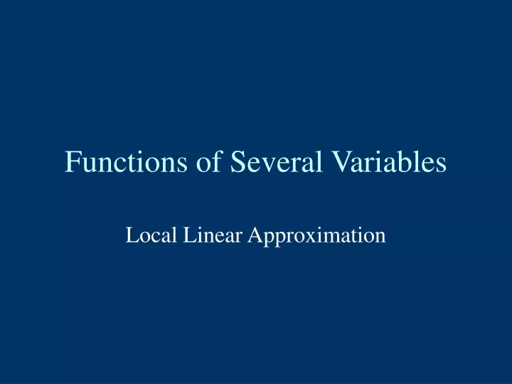 functions of several variables