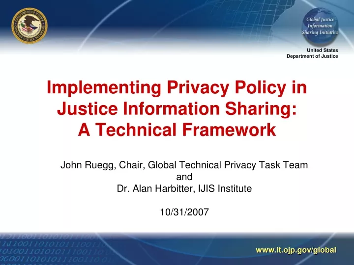 implementing privacy policy in justice information sharing a technical framework