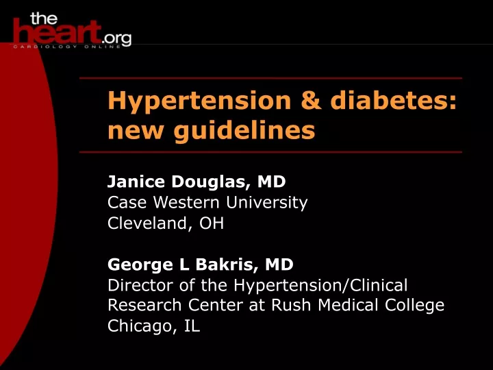 hypertension diabetes new guidelines