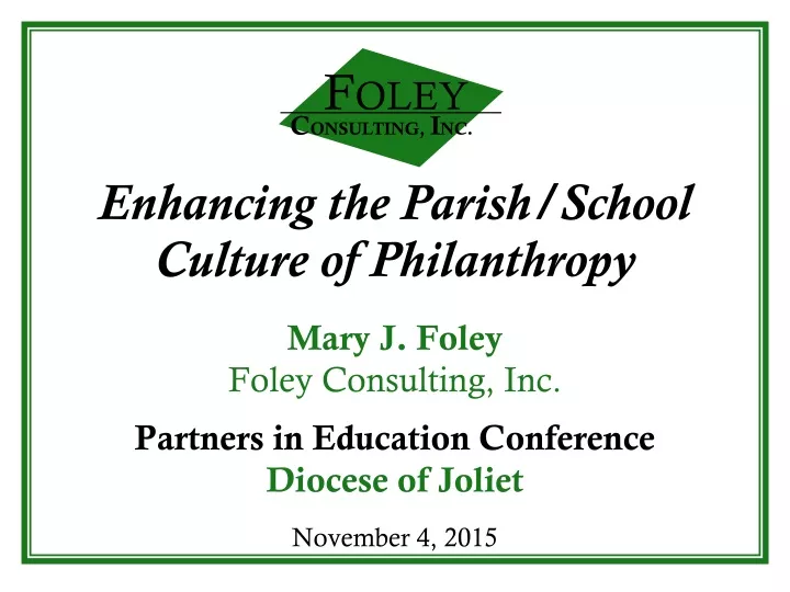 enhancing the parish school culture of philanthropy