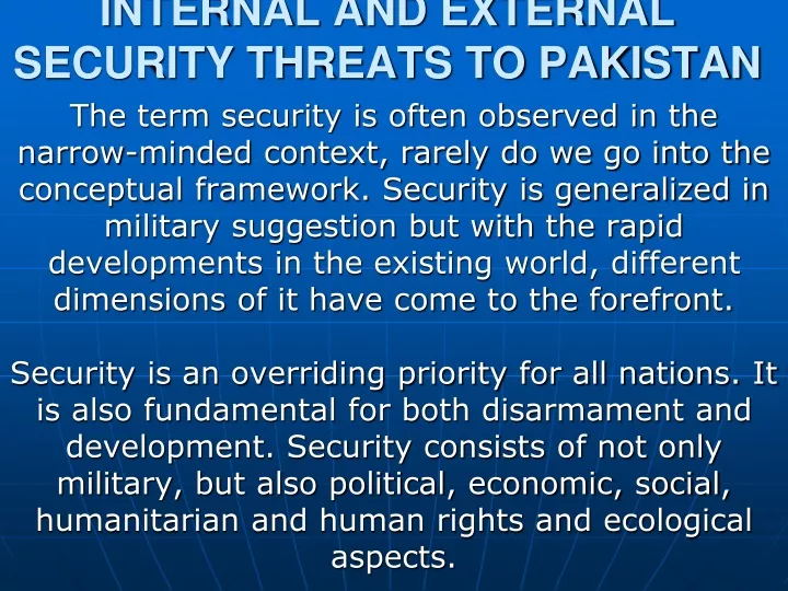 internal and external security threats to pakistan