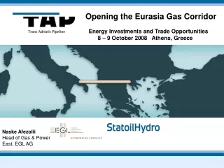 Opening the Eurasia Gas Corridor 	    Energy Investments and Trade Opportunities