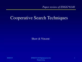 Cooperative Search Techniques