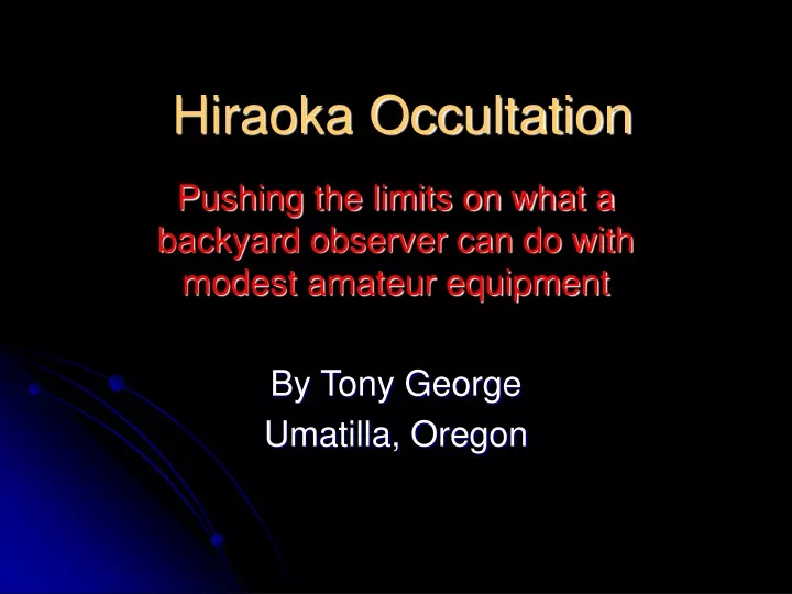 hiraoka occultation