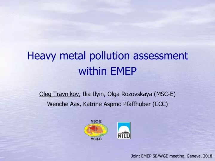 heavy metal pollution assessment within emep
