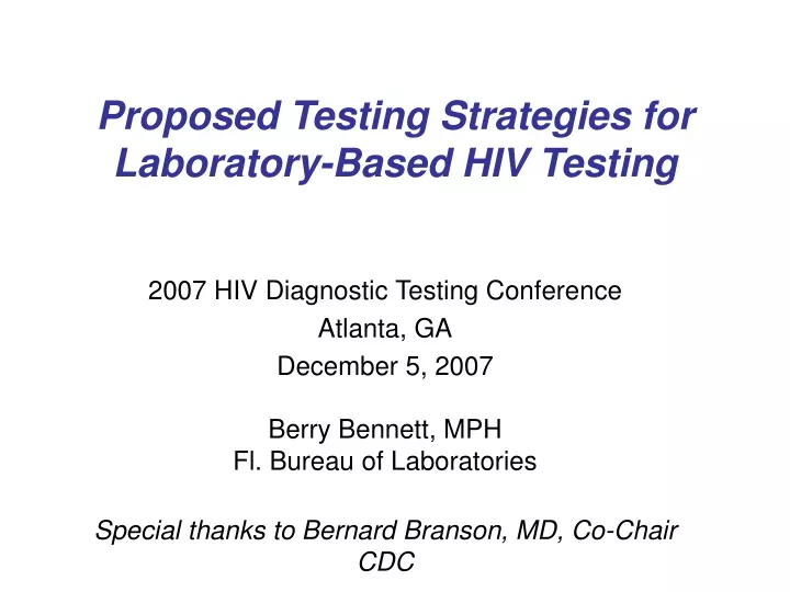 proposed testing strategies for laboratory based hiv testing